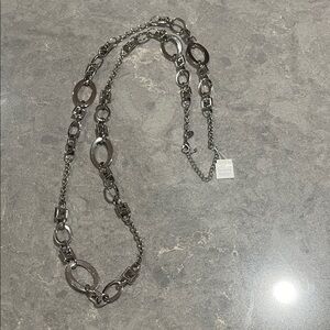 Lia Sophia Elegant Long Silver Chain Necklace 44”